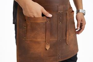 Heavy Duty Leather <b>Apron</b> for <b>BBQ</b> Grill Kitchen Heat Resistant Bulk Wholesale Supplier Vintage Handmade Leather <b>Apron</b> LPN-0271 - Product Image 5