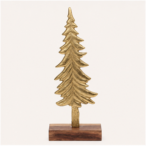 Premium Textured Brass Finish Aluminum Xmas <b>Tree</b> Sculpture Centerpiece Elegant Seasonal Decoration Holiday Home & Office Decor - Product Image 1