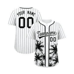 Maillot de baseball à rayures fines personnalisé OEM, boutonné sur le devant, en polyester imprimé à séchage rapide, uniforme d'équipe en gros, marque privée - Product Image 1