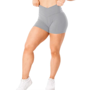 Shorts Deportivos Gris Claro para Mujer, Diseño Elegante en la Cintura, Transpirables, Elásticos, Tejido Resistente, para Gimnasio y Yoga - Product Image 5
