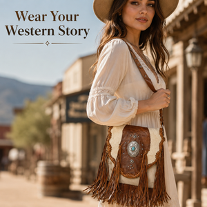 Western Cowhide Fringe Crossbody Bag Genuine Leather Western Boho Shoulder Purse Vintage Cowgirl Sling <b>Handbag</b> Women Single - Product Image 2