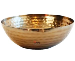 Bol de service de nourriture et de salade en acier inoxydable en métal fini doré de forme ronde pour restaurant et bar d'hôtel - Product Image 1