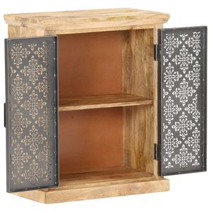 Buffet en bois de manguier massif naturel et noir avec acier thermolaqué – Meuble d'appoint unique pour la maison - Product Image 2