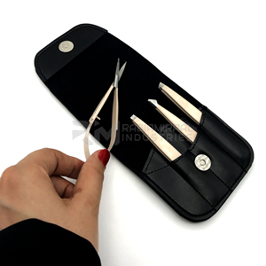 Juego de Pinzas para Cejas de Acero Inoxidable de Alta Calidad RMI, Diseño Inclinado Ligero, 1.5 mm de Grosor, para Extensión de Pestañas - Product Image 3
