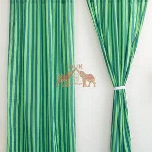 Hand Block printed Striped Print Cotton <b>Curtain</b> Set for window And Door For Home and Living room <b>Curtain</b> Set - Product Image 2