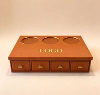 Boîte de rangement multi-tiroirs en similicuir avec logo personnalisé, boîte cadeau rigide en PU de luxe pour bijoux, cosmétiques, cadeaux d'entreprise, OEM, ODM, vente en gros