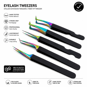 Matte Black <b>Rainbow</b> Powder Coated Japanese Stainless Steel Lash Tweezers <b>Top</b> Quality Custom Eyelash Extension Tweezers - Product Image 1