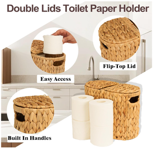 Portarrollos de Papel Higiénico Tejido Artex Hai Nam, Organizador de Almacenamiento, Estilo Nórdico, Cubierta de Ratán Natural, Portarrollos de Papel para Baño - Product Image 4