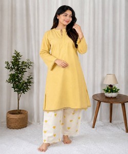 India <b>Women's</b> Latest Designer Cotton Rayon Multi Festival Party Wear Long Kurti Top Gown Weaving In-Stock 85507 KC006 - Product Image 1