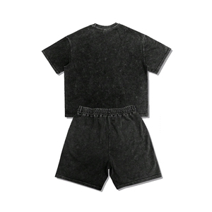 Trendy Custom Acid Washed Rhine Stones T Shirt & Short Set 100% Cotton Fabric Premium Look New Design T Shirt Set For Men - Product Image 5