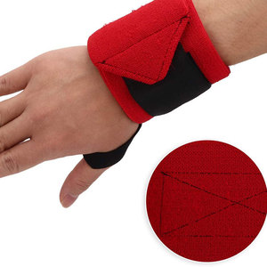 Soporte de Muñeca Unisex Rojo y Negro de Spandex y Poliéster con Cierre Ajustable de Gancho y Bucle para Levantamiento de Pesas, Entrenamiento en Gimnasio y Protección de Palma - Product Image 1