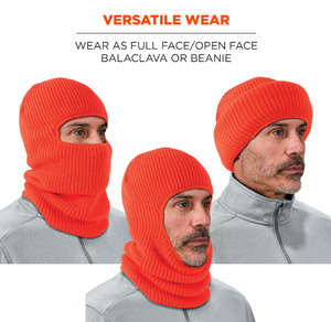 Balaclava en tricot blanc à 3 trous, masque facial unisexe pour adulte, couverture chaude d'hiver pour l'extérieur, respirante et imperméable, 100% polyester - Product Image 2