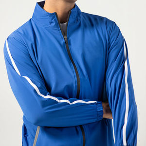 Survêtement bleu pour homme avec fermeture éclair intégrale, col montant, poches latérales, respirant, style sportif décontracté, coupe classique, saison automne - Product Image 4