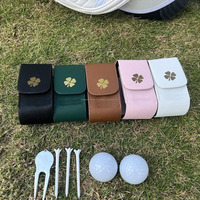 Sac de balle de golf pratique portable avec crochet Clip PU et pochette de rangement en cuir et support de taille pour balles de sport et t-shirts