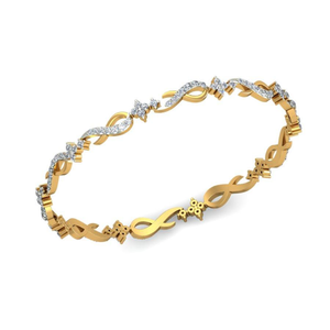 1.52ct Natural Diamond Twirl Bangle in Yellow Gold HI Color VS-SI Clarity <b>Infinity</b> Twirl Design - Product Image 2