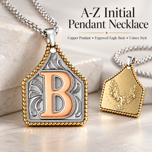 Collier Western Cowboy en Acier Inoxydable avec Pendentif Lettre Initiale A-Z et Aigle, Chaîne Vintage en Corde de Vache et Chaîne Maille Forçat - Product Image 1