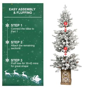 Sapin de Noël artificiel floqué en forme de crayon, type sapin arctique, 1,20 m, fin, en pot, avec lumières scintillantes multicolores - Product Image 6