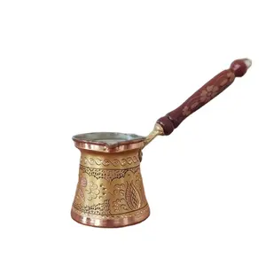 Arabic Copper Metal Engraved New Designer Turkish Coffee pot With Wooden Handle Moroccan Coffee Pot Tea Maker