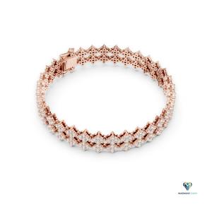5.12 CT Rose <b>Gold</b> Round Lab Grown Diamond Bracelet in 18K <b>Solid</b> <b>Gold</b>, Geometric Cluster Link Statement Bracelet - Product Image 3