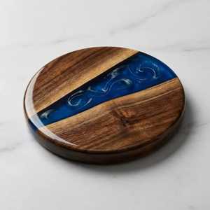 Art Resin Wood Coaster Handmade <b>Epoxy</b> Resin and Natural Wood Cup Coaster for Dining <b>Table</b> Office Use Decor House warming Gifts - Product Image 1
