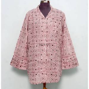 Luxury Indian Cotton Digital Printed Floral Pattern Evening Bridal V-Neck 3/4Sleeve Midi long shirt <b>Dress</b> for Women Eco-Friendly - Product Image 4