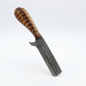 Cuchillo de caza estilo vaquero occidental de acero de Damasco forjado a medida, para bushcraft y camping, con mango de madera ranurado, venta al por mayor - Product Image 1