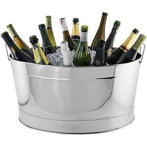 Enfriador de vino de aluminio personalizado con acabado plateado, cubitera redonda para champán, ideal para bares y fiestas, enfriadores de cerveza. - Product Image 6