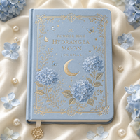 LABON Maßgefertigtes Puderblaues Hortensien-Mondjournal Himmlisches Goldfolien-Leder Hardcover Ästhetisches Punktraster-Notizbuch Großhandel