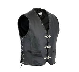 Chaleco de Cuero Negro para Motociclistas, Estilo Club, Tallas S a 3XL - Product Image 1