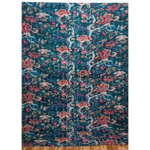 Colcha Kantha Vintage con Estampado Floral, Reversible, Manta Bohemia, Cubrecama Tradicional, Hecha a Mano en India, 100% Algodón - Product Image 5