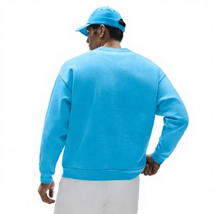 Sudadera de Cuello Redondo para Hombre, Corte Regular, Color Azul Sólido, Tejido de Algodón, Estilo Casual, Invierno, Ecológica e Impermeable - Product Image 2