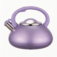 Bouilloire sifflante de cuisine en acier inoxydable 3L avec couvercle et bouton en nylon colorés