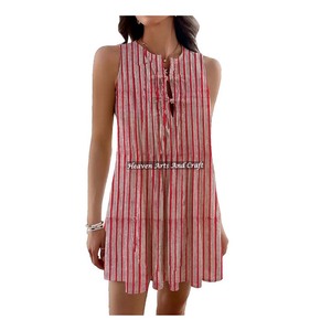 Tunique en coton imprimée à la main de manière éthique pour femmes, haut tissé léger, style bohème chic, artisanat indien - Product Image 6