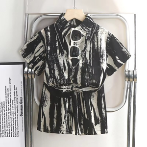 Traje Infantil Nuevo de Manga Corta, Pantalones Cortos y Camisa, Dos Piezas, Estilo Playa, Ropa de Bebé para Niño, Ropa de Verano para Niños, Venta al por Mayor - Product Image 2