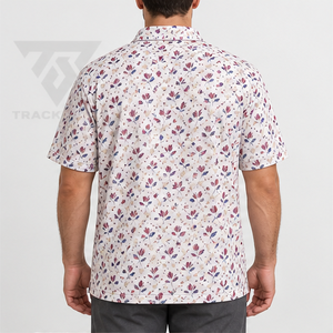 Trackstar Men's White Burgundy <b>Blue</b> Floral Print <b>Polo</b> <b>Shirt</b> Short Sleeve Button Collar Golf <b>Shirt</b> Custom Logo - Product Image 3