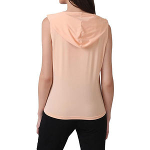 เสื้อแขนกุดมีฮู้ดสำหรับผู้หญิง สีทึบ น้ำหนักเบา ระบายอากาศได้ดี ถักทอแบบสบายๆ สำหรับฤดูร้อน สีชมพูพีช - Product Image 3