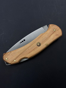 Handmade Natural Wood Grain Handle Industrial Grade Stainless Steel Bushcraft Folding Pocket Knife Drop Point Blade <b>3</b>-Year - Product Image 5