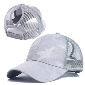 Womens Ponytail Messy Bun Camo Baseball <b>Cap</b> High Bun Breathable Mesh Back Adjustable Outdoor Sports Trucker <b>Hat</b> - Product Image 5