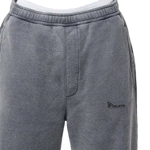 High Quality Men's Gray Fleece Sweatpants <b>Elastic</b> Waist Casual Joggers With Side Pockets Midweight Custom Wear - Product Image 2