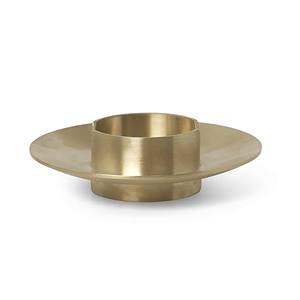เชิงเทียนทรงเสาทองเหลืองขัดเงาสไตล์ร่วมสมัย ถาดโลหะทรงกลมเรียบหรู ที่วางเทียนสีทองหรูหรา ของตกแต่งโต๊ะบ้าน โรงแรม งานศิลปะ - Product Image 1