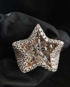 Anillo de Moissanita Premium con Corte Baguette en Forma de Estrella, Plata de Ley 925, Estilo Iced Out, Lujoso, Hip Hop, para Hombre - Product Image 4