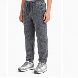 Pantalones Acid Wash al por mayor, pantalones de algodón vintage lavados, joggers casuales de corte holgado personalizados, ropa urbana unisex, fabricante. - Product Image 1