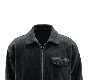Veste en velours côtelé noire pour homme, col rabattu, fermeture à boutons - Product Image 5
