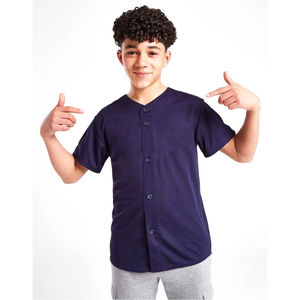 Camiseta de Béisbol Ligera de Color Azul Sólido, Cierre Clásico con Botones, Ropa Deportiva Informal - Product Image 1