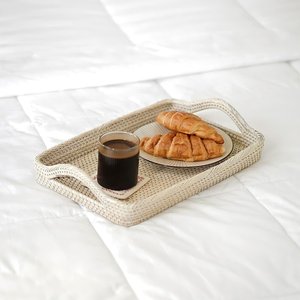 <b>Round</b> White Wicker Natural Brown Rectangular Woven Rattan <b>Table</b> <b>Trays</b> - Product Image 4