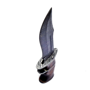 Cuchillo de Caza de Acero de Damasco, Hoja Fija, Mango de Madera, Punta Caída, Grado Industrial, Uso en Exteriores - Product Image 2