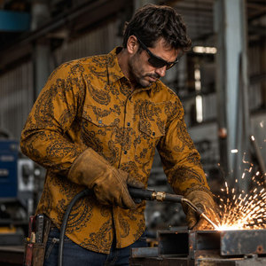 FRC3916 Flame Resistant Loose Fit Sewn Seams Printed Plaid Work <b>Shirt</b> for Industrial & Construction Workers - Product Image 6