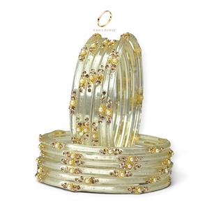 Ensemble de bracelets élégants en verre blanc motif goutte de pluie de style cachemire pour femmes, bijoux tendance en zircon doré de qualité supérieure, vente en gros - Product Image 3