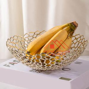 Très bas prix bol à légumes et fleurs dernier bol à chips et trempette plaqué or grand bol à fruits décoratif métal aluminium - Product Image 5