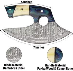 Cortador de Pizza Decorativo de Acero de Damasco para Chefs con Mango Elegante y Diseño Funcional y Funda de Cuero - Product Image 3